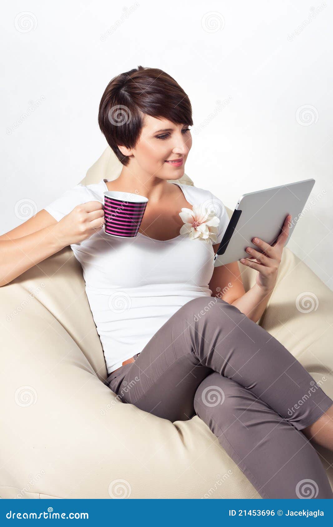 Young Woman Using IPad Royalty Free Stock Image - Image: 21453696