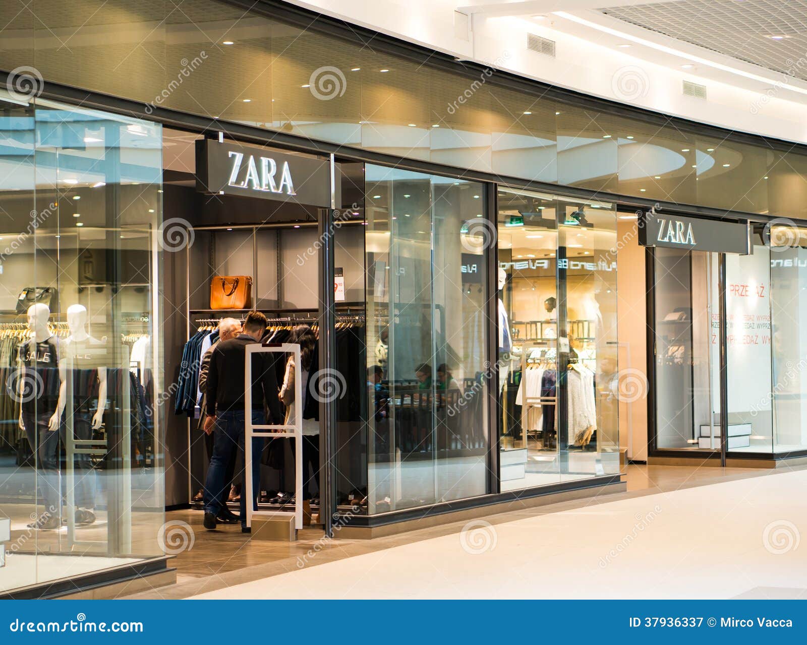 ... Entrance of a Zara clothing store in the Galeria Malta shopping mall