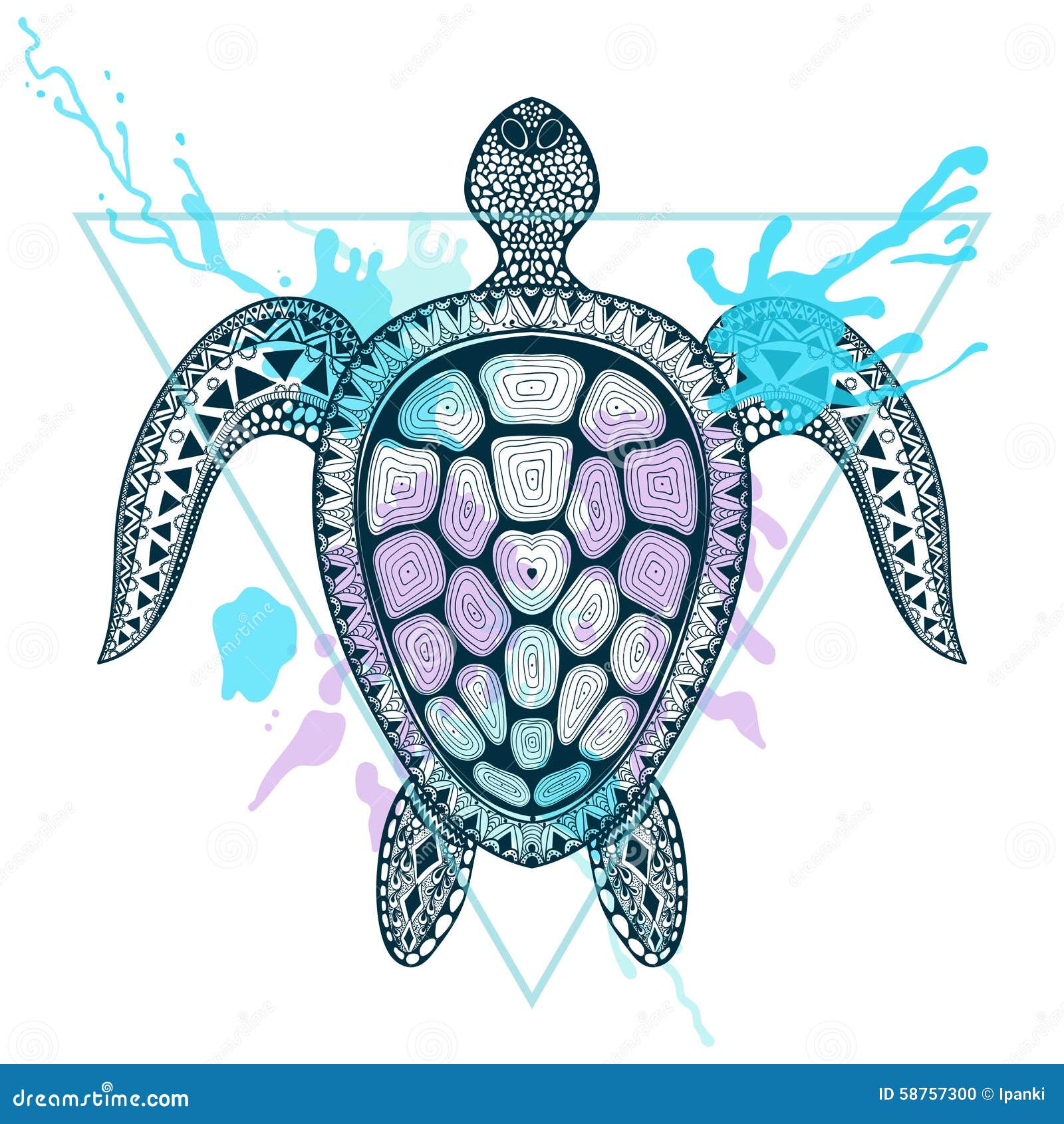 zentangle stylized ocean turtle in triangle frame with zentangle stylized ocean turtle in triangle frame with