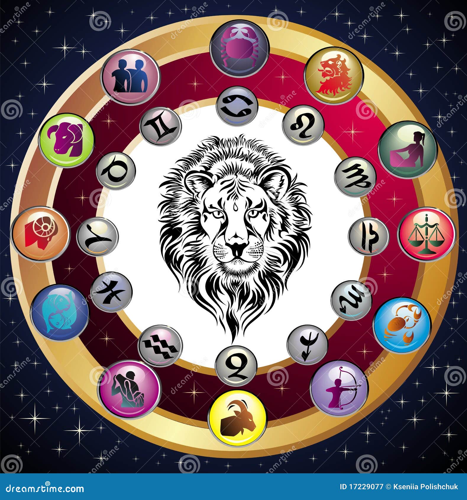 Zodiac Wheel With Sign Of Leo. Royalty Free Stock Photography - Image