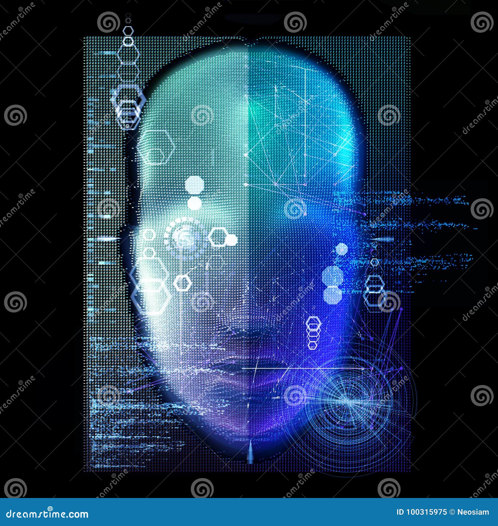 download 三维面部扫描 库存例证.