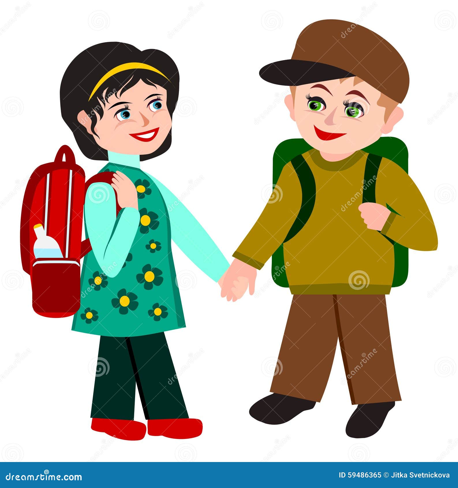 两个小学生-男孩和女孩.