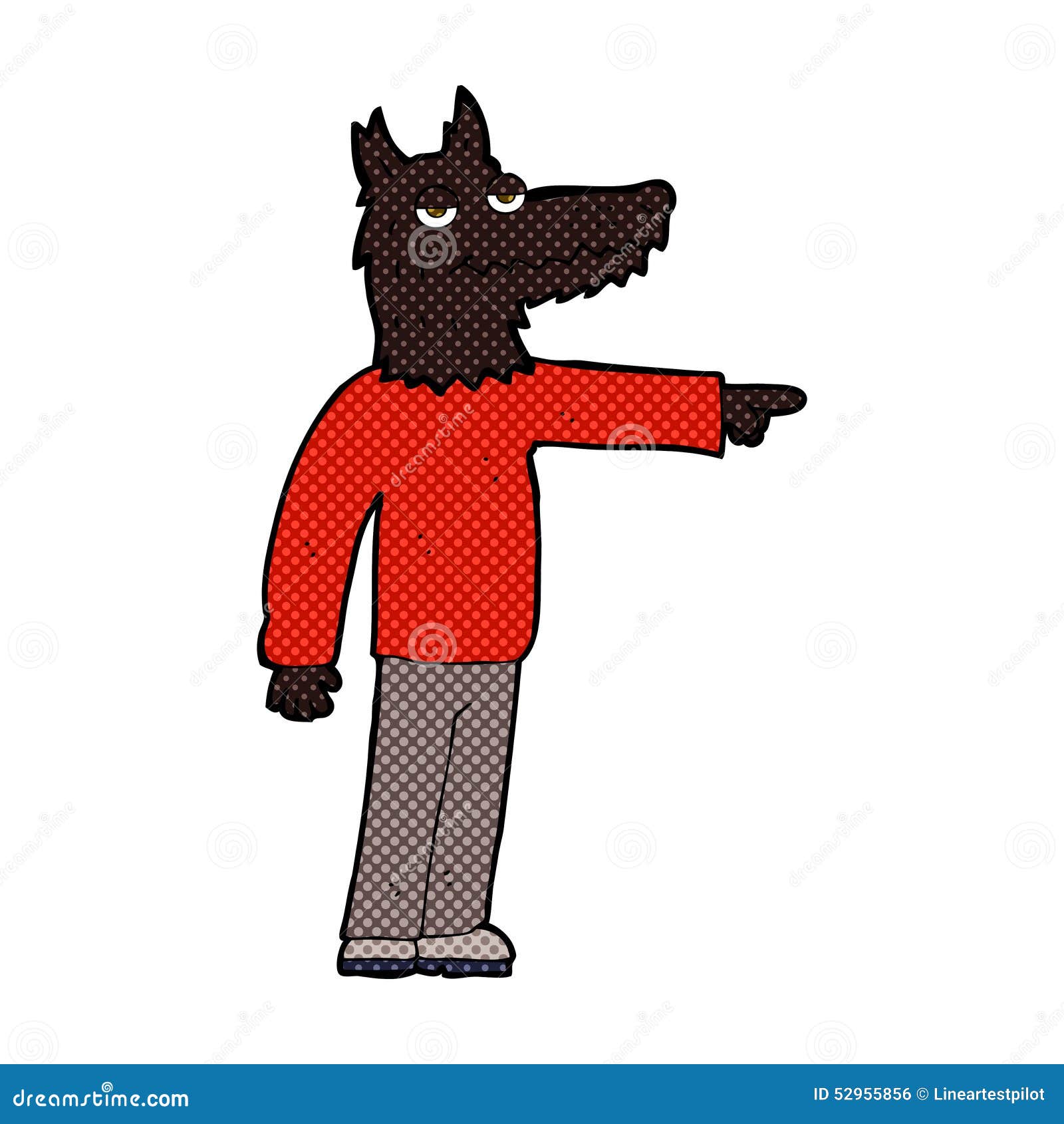 可笑动画片狼人指向 库存例证 - 图片: 52955856