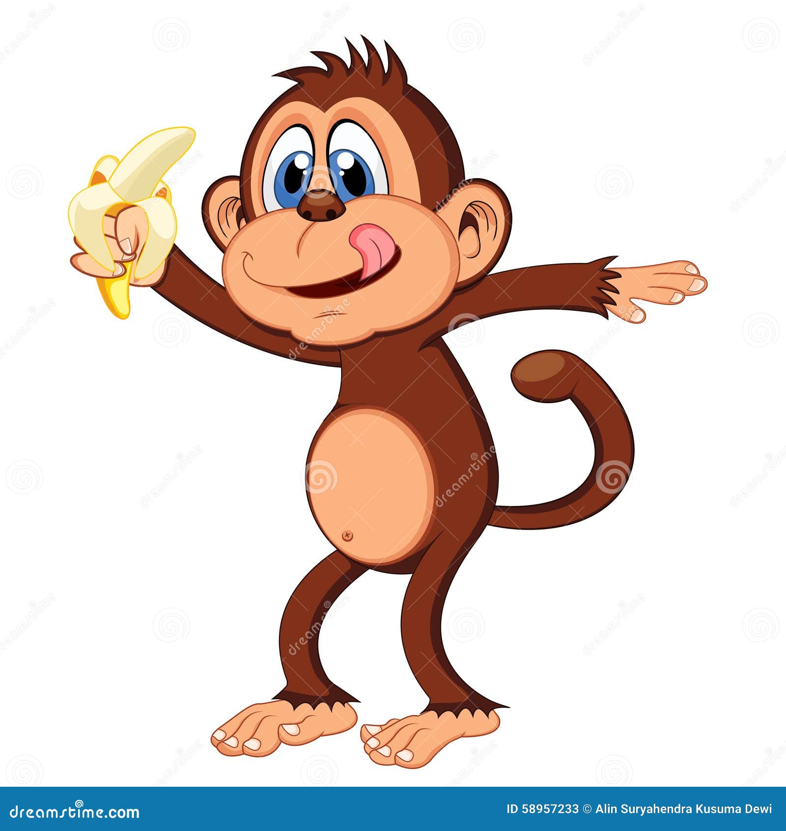 可爱的香蕉猴子卡通插画 Cute Monkey Holding Banana Illustration Cartoon – 设计小咖