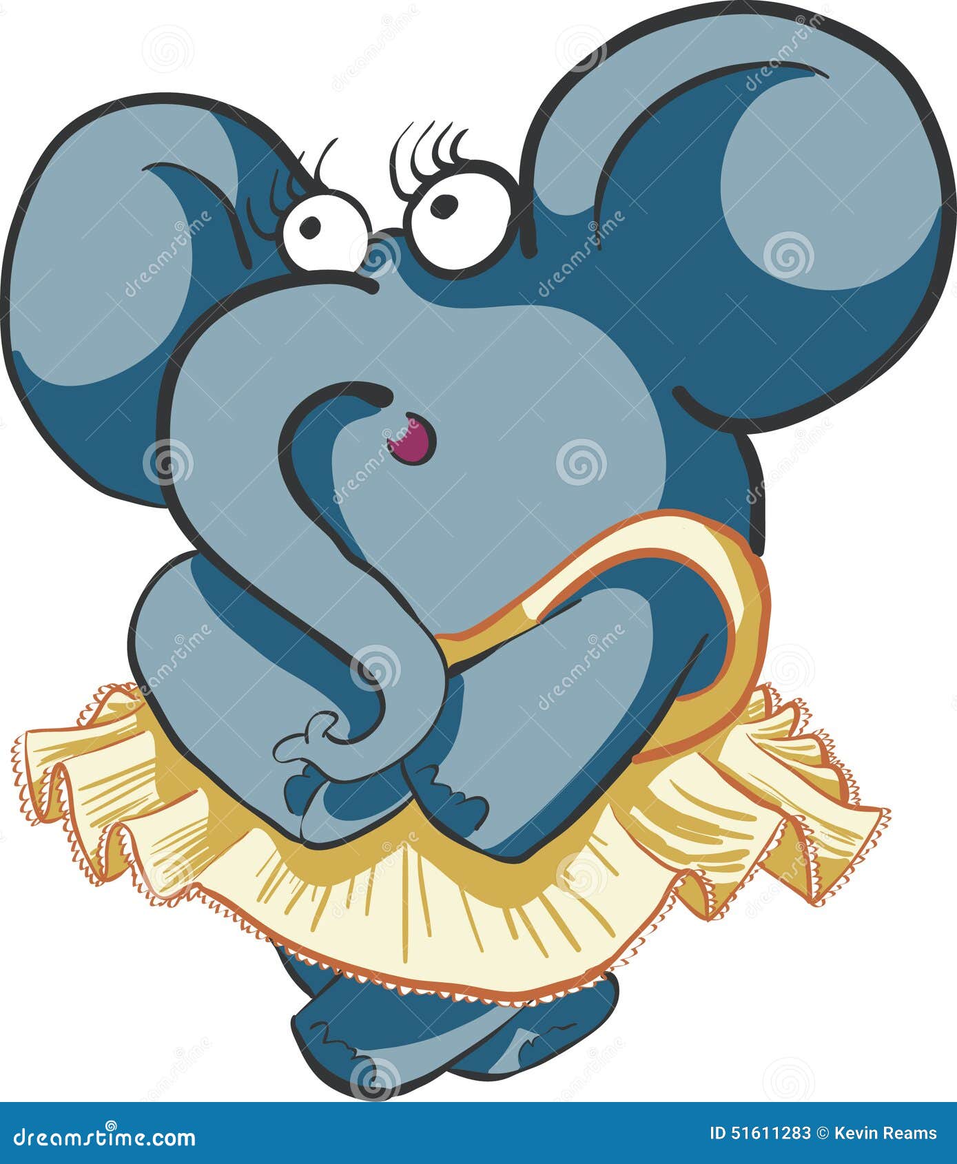 害羞的女孩跳舞大象