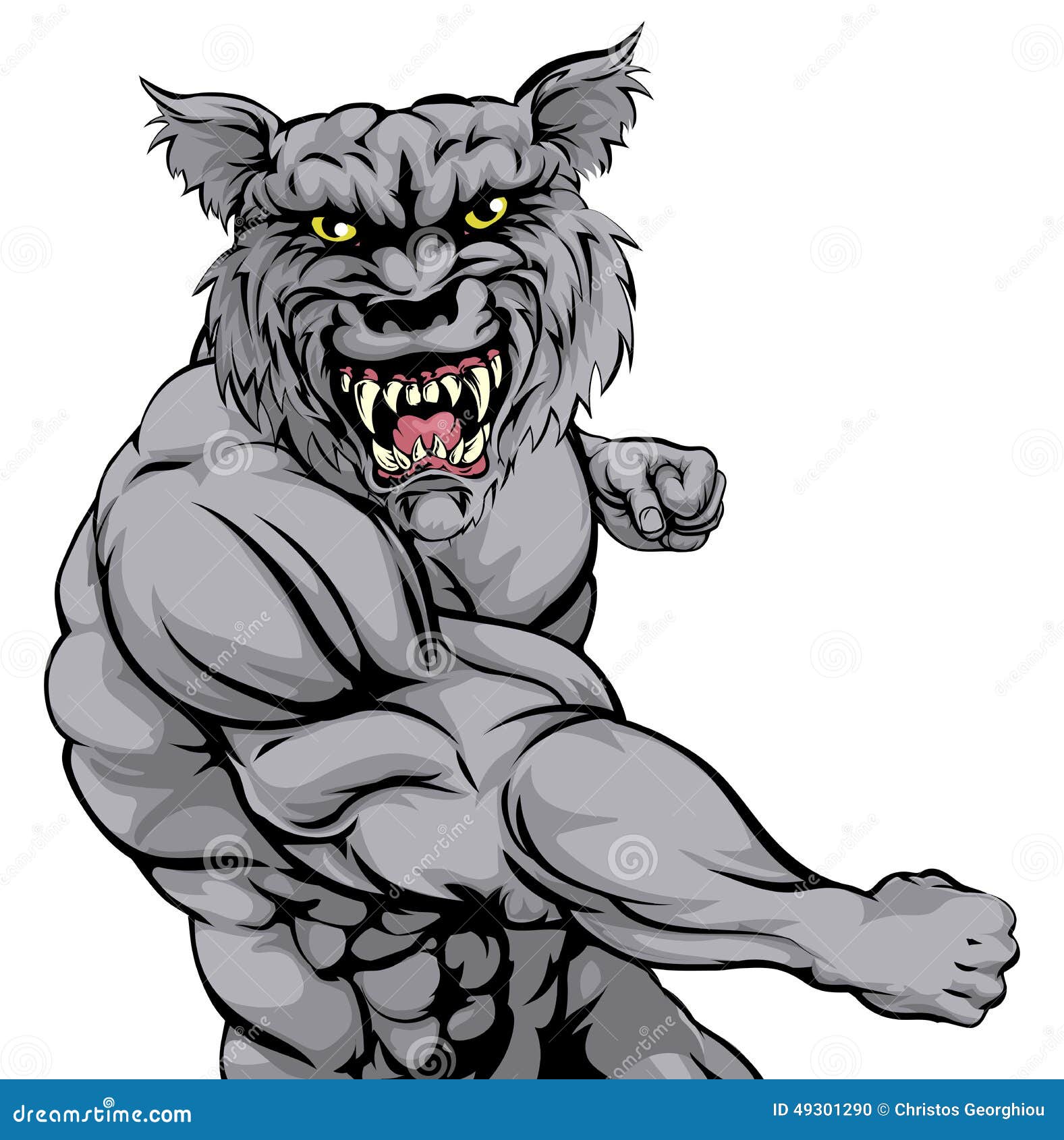 一个卑鄙看的狼或狼人动物的例证炫耀吉祥人猛击.
