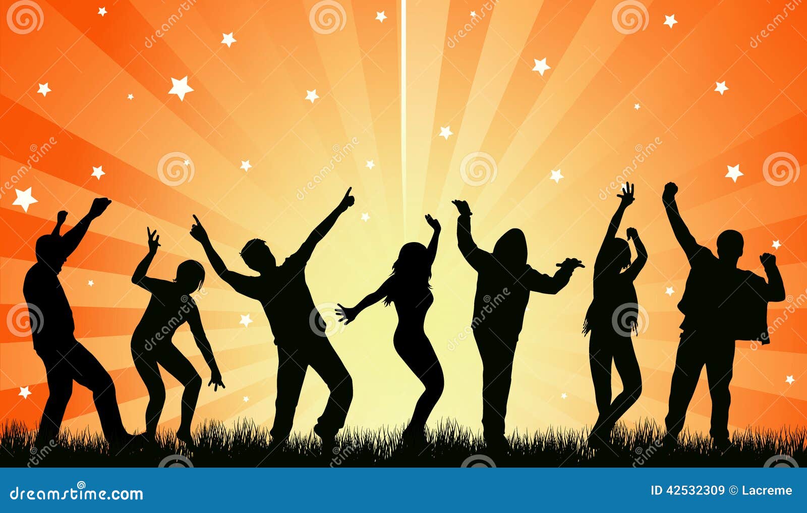 跳舞人剪影-发光的背景.