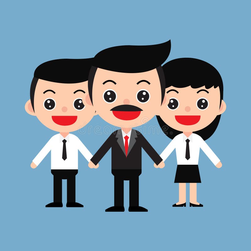 à¸ºBusiness Team of Employees and the Boss in Cute Cartoon Style Stock  Illustration - Illustration of happy, worker: 111204743