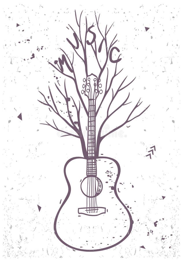 Árbol de la guitarra ilustración del vector. Ilustración de extracto -  60478611