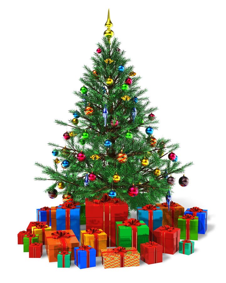 Árvore De Natal Decorada Com O Montão De Caixas De Presente Imagem de Stock  - Imagem de comemore, natal: 22151683