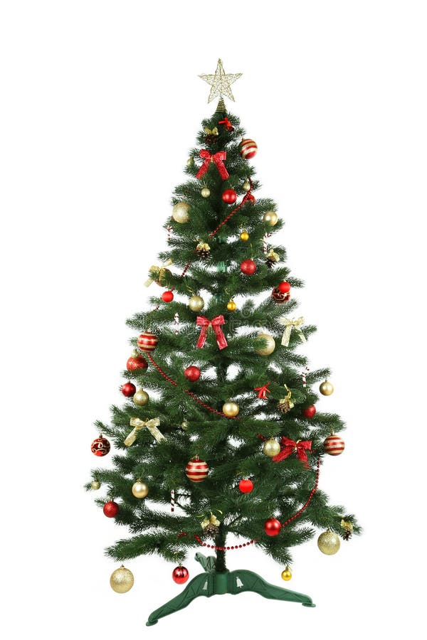 Árvore De Natal Decorada Com Os Presentes No Branco Foto de Stock - Imagem  de verde, artificial: 47401072