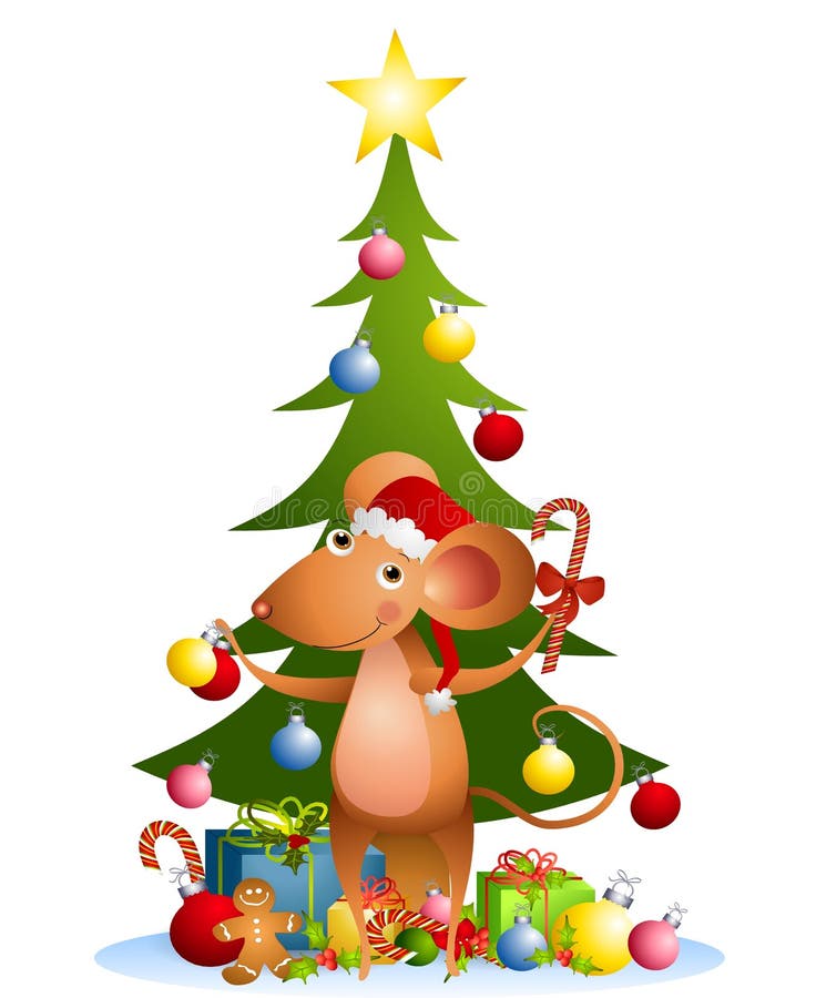 Família dos ratos no Natal ilustração stock. Ilustração de queijo - 34430064