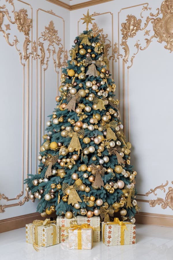 Linda Árvore De Natal Decorada Dourada 55cm Artesanal Luxo