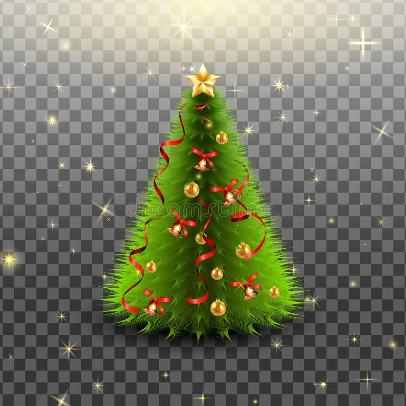 Árvore De Natal No Fundo Transparente Ilustração Do Vetor Ilustração Stock  - Ilustração de brilhante, ouropel: 82265372