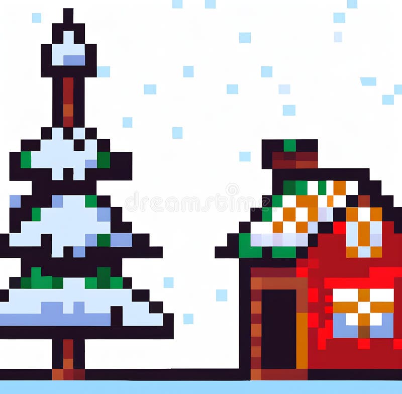 ícone De Ilustração Da árvore De Natal Simples De 8 Bits Pixel Art