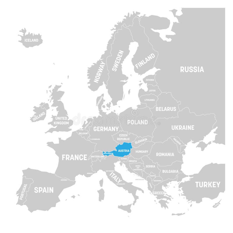 Áustria simplificou o mapa ilustração do vetor. Ilustração de europeu -  100123873