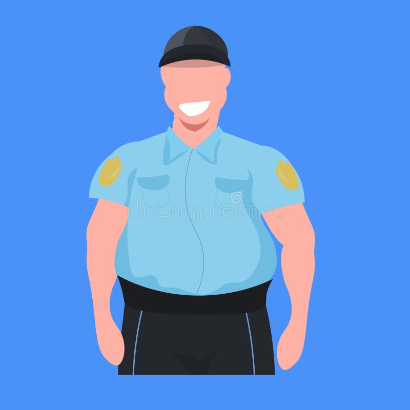 一致的公水平警察警察保安卡通人物全长剪影流程的样式的警察人向量例证 插画包括有