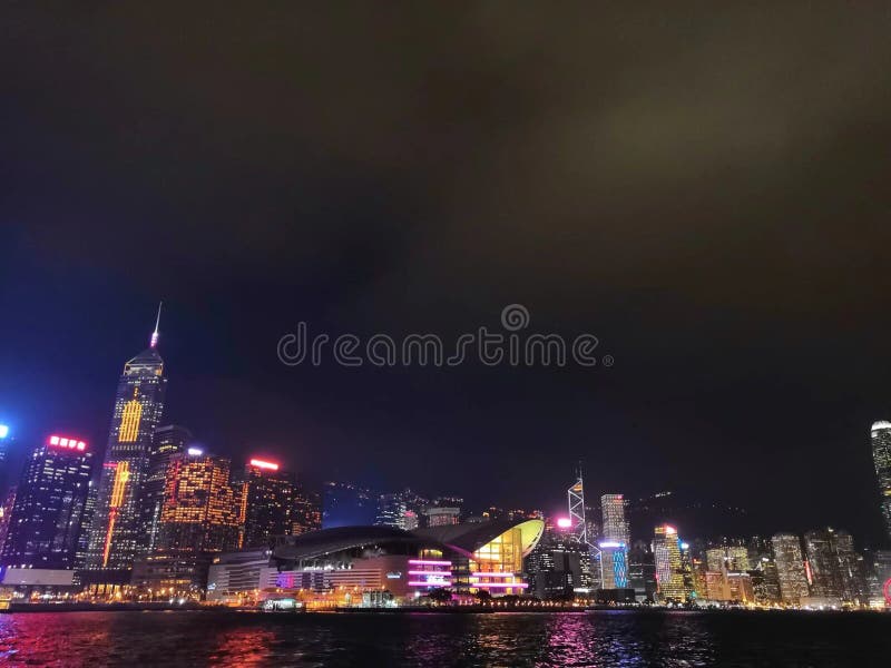 E Ae C A Saˆ C Aºsae A œae Hong Kong Victoria Harbour Nightscape Do As Do E Do Do Cs Do Ae Do Do A Za Do Ae Encan Foto De Stock Editorial Imagem