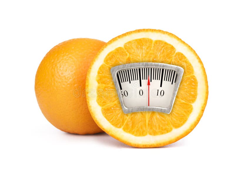 Échelle De Poids Sur Une Orange Photo stock - Image du diabète, normal
