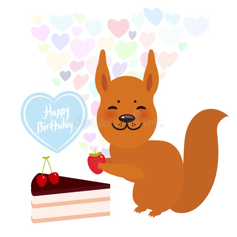 Ecureuil Mignon De Kawaii De Design De Carte De Joyeux Anniversaire Avec Le Gateau Doux Decore De La Cerise Fraiche De La Creme Illustration De Vecteur Illustration Du Dessert Mignon Ecureuil Mignon De Kawaii De Design De Carte De Joyeux Anniversaire Avec Le Gateau Doux Decore De La Cerise Fraiche De La Creme Illustration De Vecteur Illustration Du Dessert Mignon