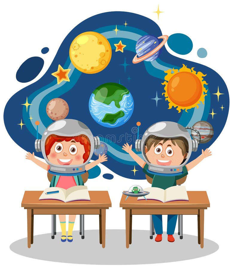 élèves Enfants Apprendre L'astronomie Illustration de Vecteur -  Illustration du dessin, astronomie: 262809553