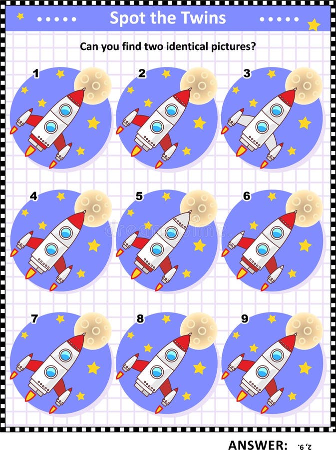 Enigme Visuelle Ou Enigme Trouver Deux Images Identiques Exploration Spatiale Illustration De Vecteur Illustration Du Illustrations Enigmes
