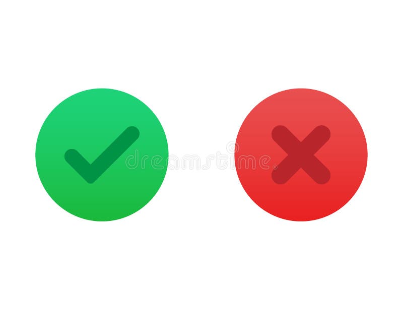 Checkmark cross check e ícone errado símbolos sim e não vector