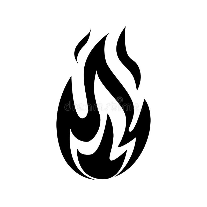 Ícone de chama de vetor de fogo ícone preto isolado no fundo