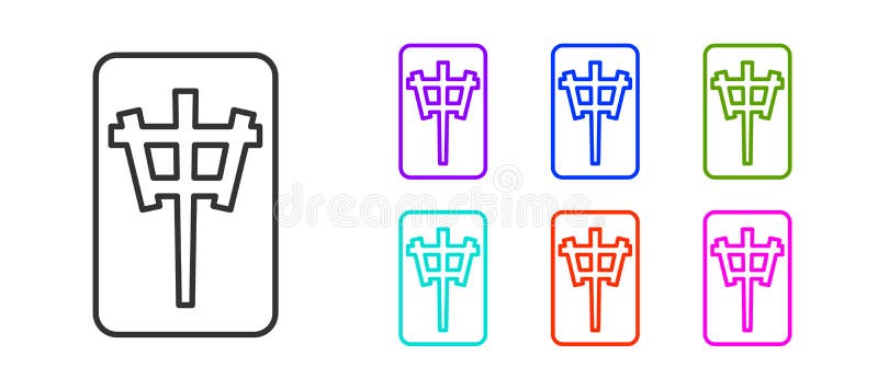 ícone De Peças Mahjong De Linha Branca Isolado Em Fundo Branco