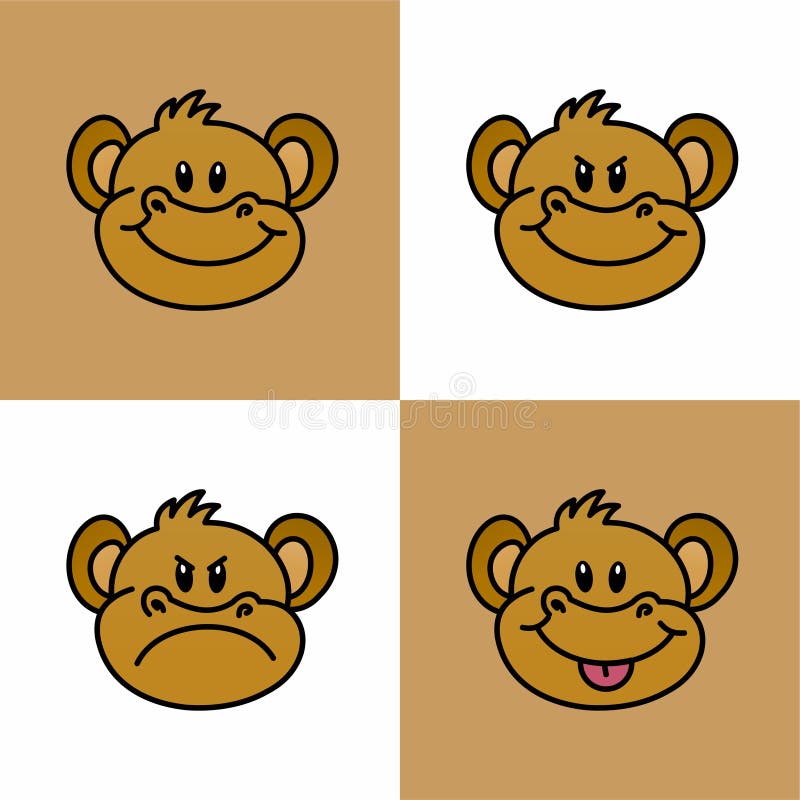 Ícone De Cara De Macaco, Cartoon Bonito, Caráter Engraçado, Design