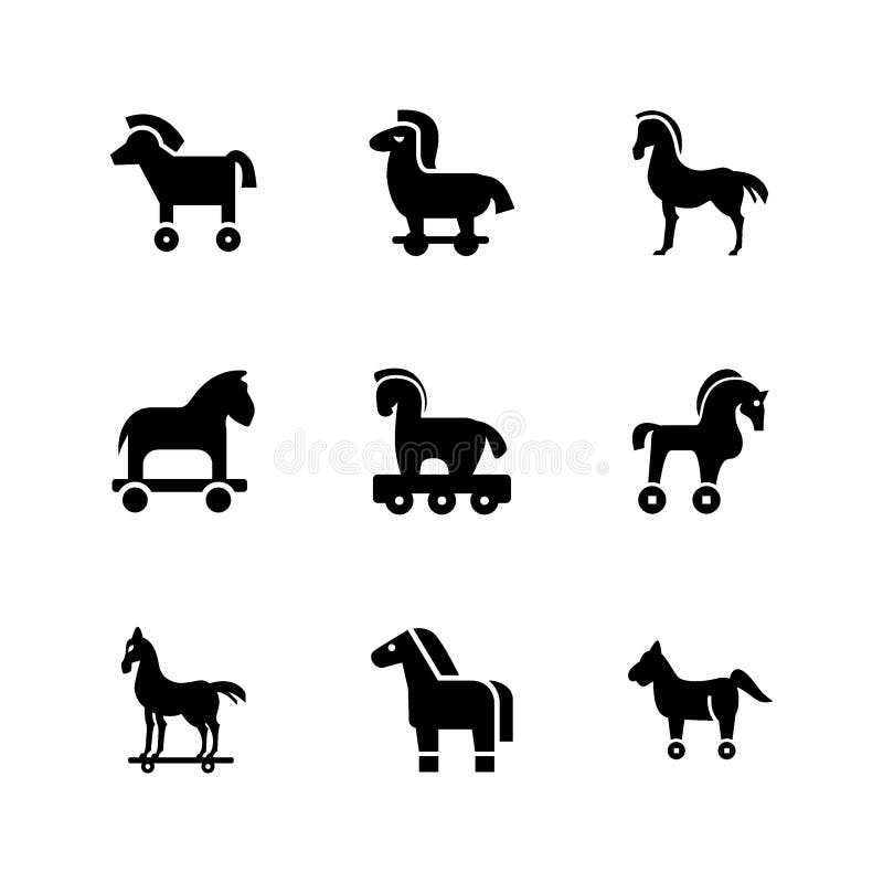 Ilustração Do Vetor Do Logótipo Do Cavalo De Troia a Preto E Branco  Ilustração do Vetor - Ilustração de linha, texto: 254325521