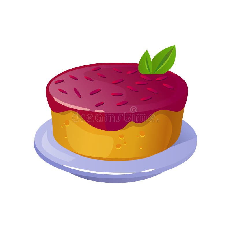 Ilustração de um desenho colorido de bolo de mousse redondo marrom de doces  decorado com glacê bege e
