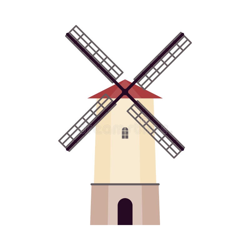 Ilustração em aquarela de um moinho de vento. o ícone de desenho à