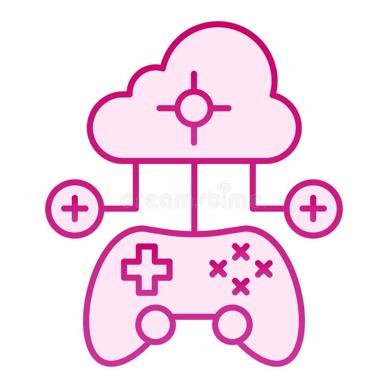 Jogos em nuvem. garota jogando jogos de laptop usando serviço de nuvem.  ilustração vetorial.