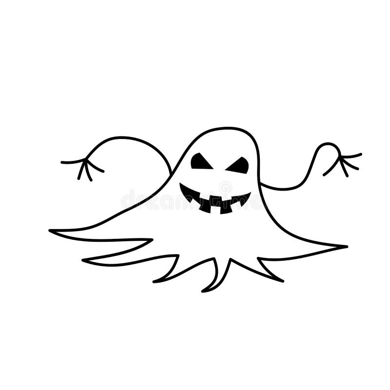 Personagem de desenho animado fantasma de halloween rabisca