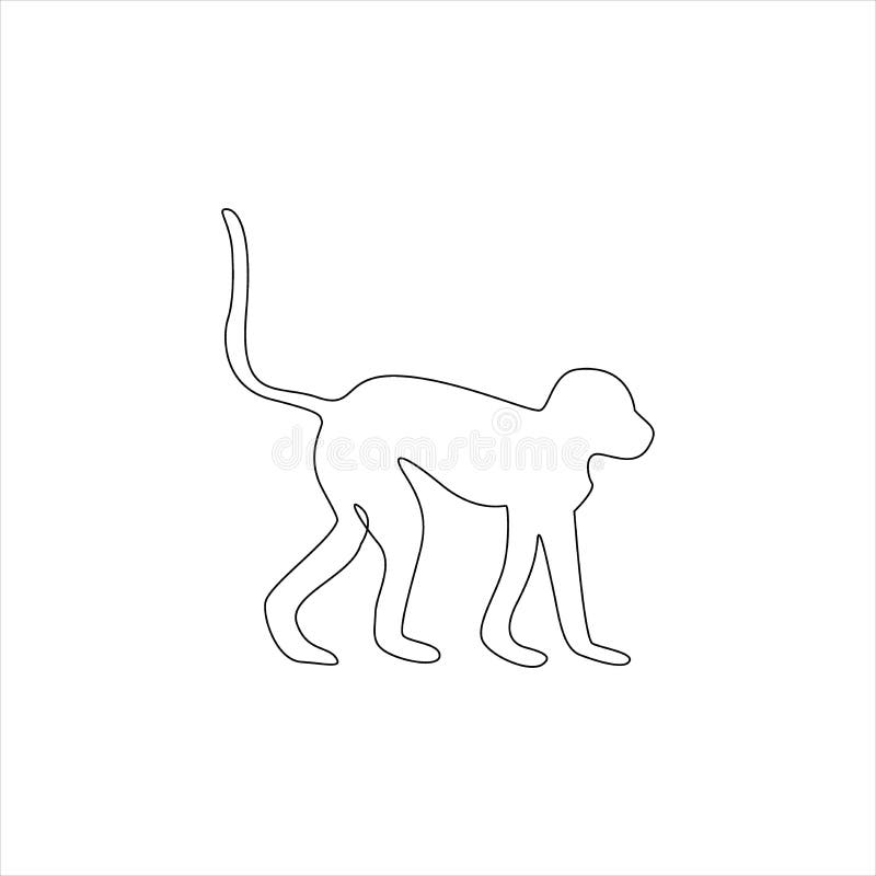 ícone Do Contorno Do Macaco Com Desenho De Uma Linha Ilustração do