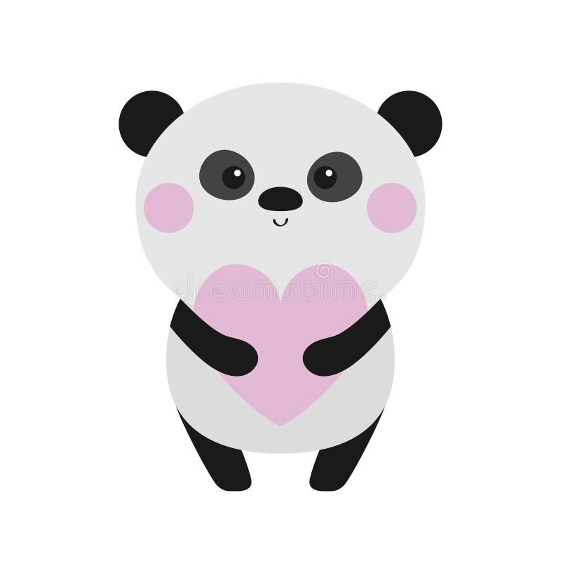 Urso Panda Fofo. Cara Engraçada. Bochechas Rosa. Personagem De