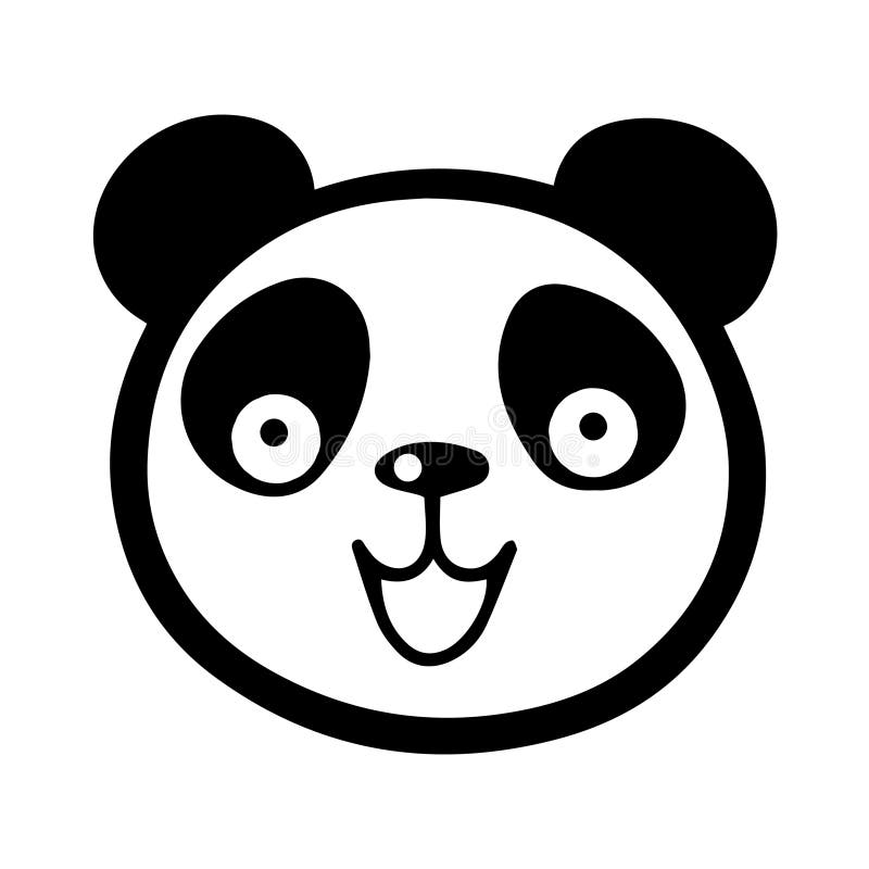 Logotipo do ícone do vetor de desenho de rosto de panda bonito isolado em  branco