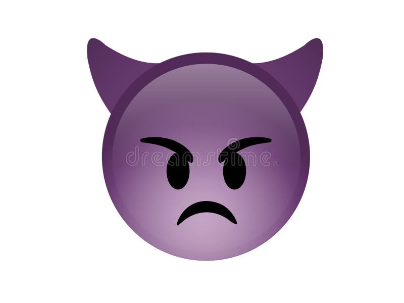 Rosto de emoji engraçado com chifres de diabo na impressão de t