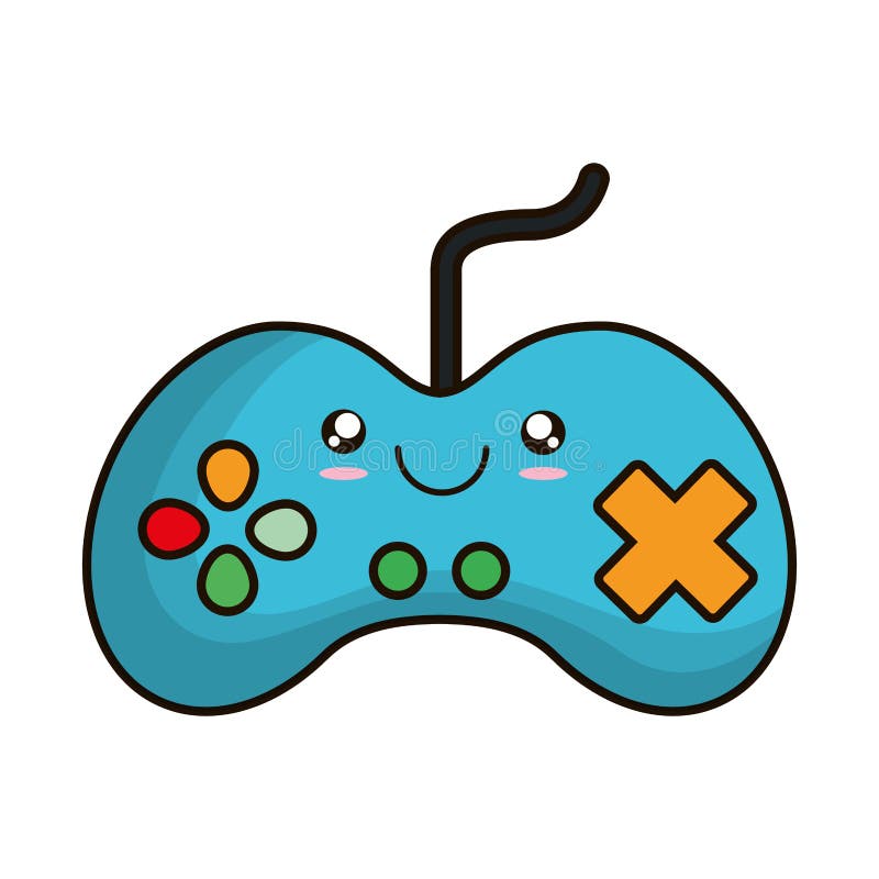 Desenho de controlador de jogo kawaii para colorir