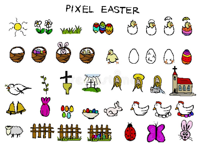 Vetores de Ovos De Jogo De Arcade De Pixel Art Páscoa Pixel 8 Bit Ovos  Pintado