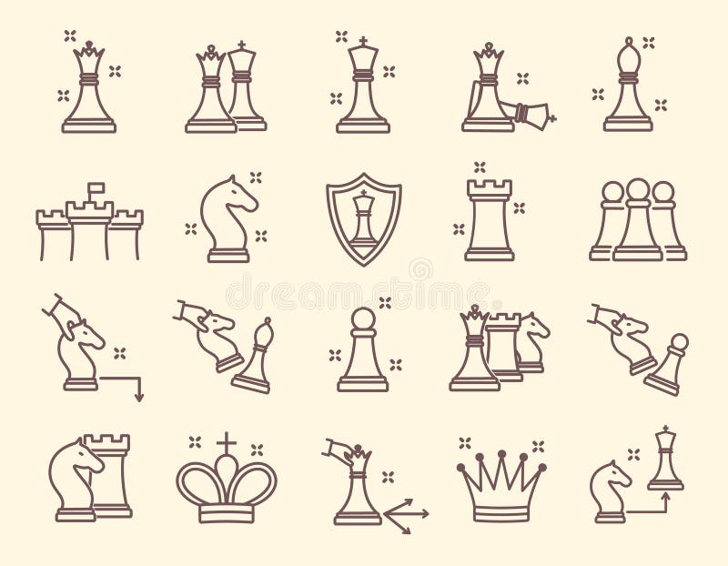 Vetores de Conjunto De Ícones De Peças De Xadrez E Distintivos De