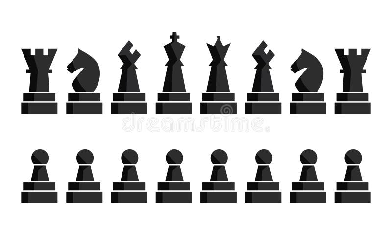 xadrez símbolo design arte lazer estratégia. placa de dados do vetor do  conceito do jogo do pictograma do esporte. figura rei, rainha, bispo,  cavalo, torre, peão. conjunto de jogo de ilustração. ícone