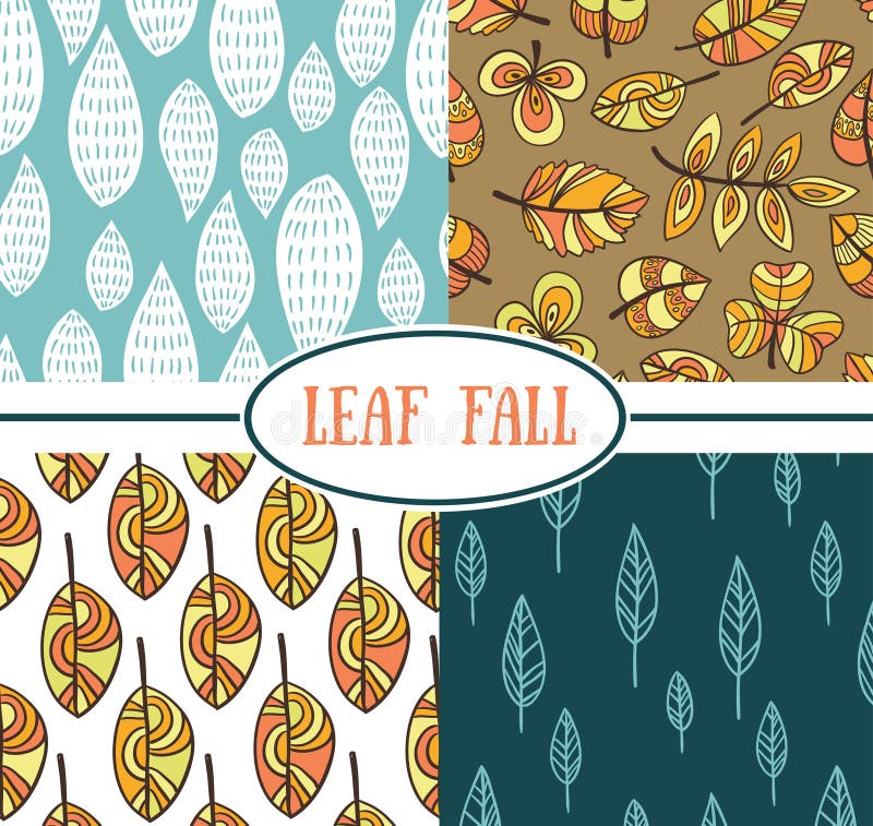 Seamless Abstract Leaf Fall Patterns. Stock Vector - Illustration of ...