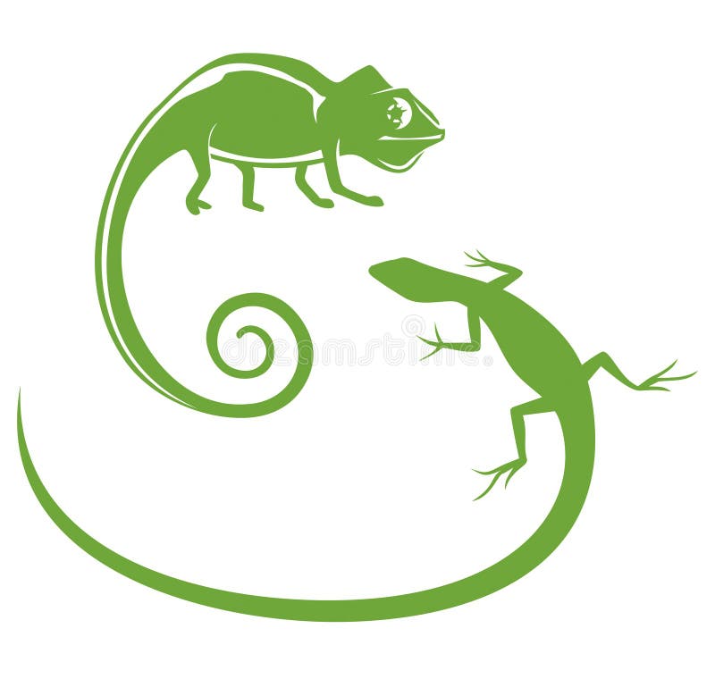 Logos with a Lizard and Chameleon Stock Vector - Illustration of logo ...