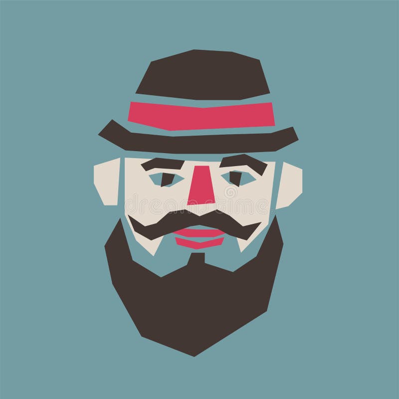 Man with a Hat and a Mustache. Cartoon Character in Applique Style. Retro Vector Illustration. Stock Vector - Illustration of face, design: 134976626 Man with a Hat and a Mustache. Cartoon Character in Applique Style. Retro Vector Illustration. Stock Vector - Illustration of face, design: 134976626