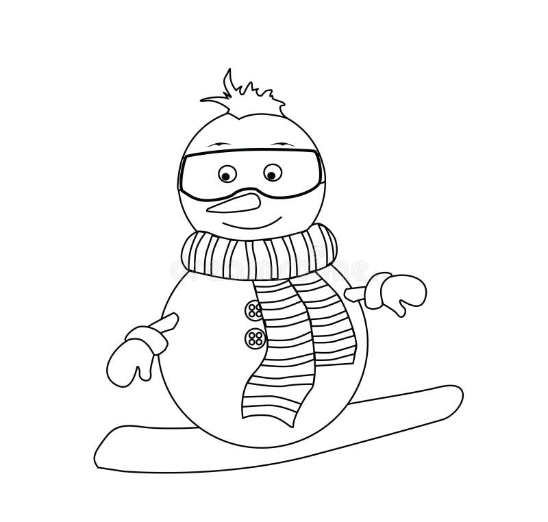 Coloring Book For Kids Black And White Cute Cartoon Snowman Vector Illustration Stock Vector Illustration Of Colouring Coloring