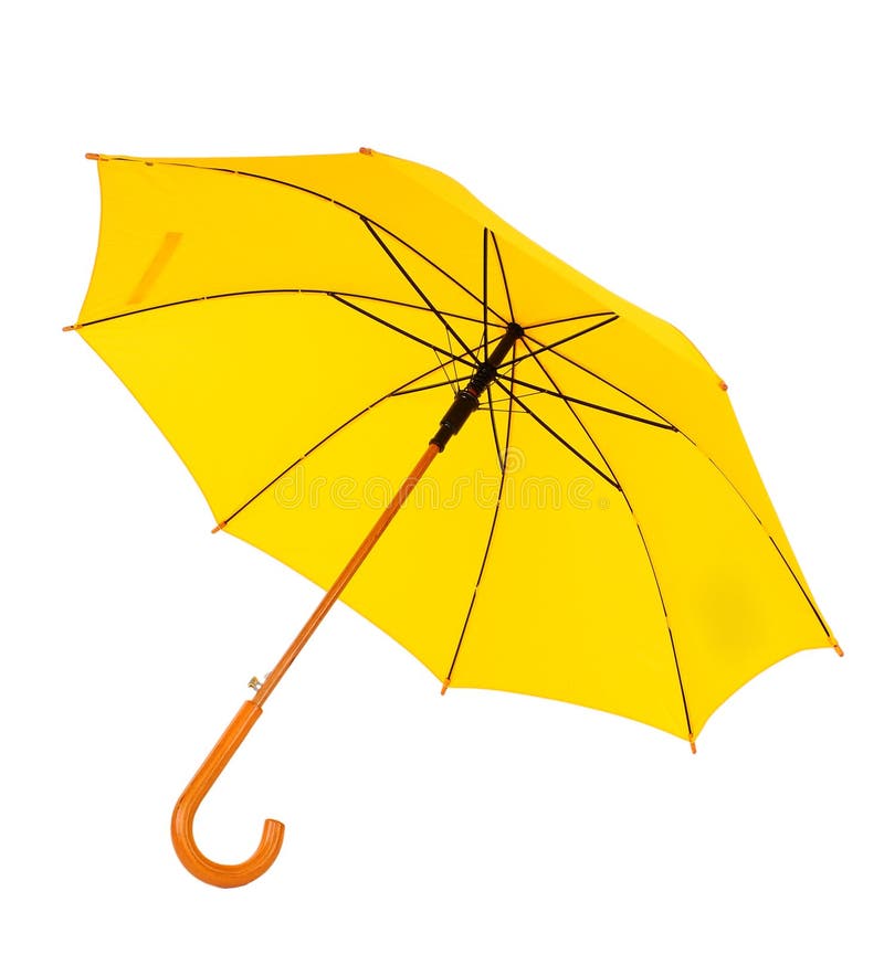 Κίτρινη ομπρέλα σε μια άσπρη ανασκόπηση Στοκ Εικόνες - εικόνα από  accidence: 27852874