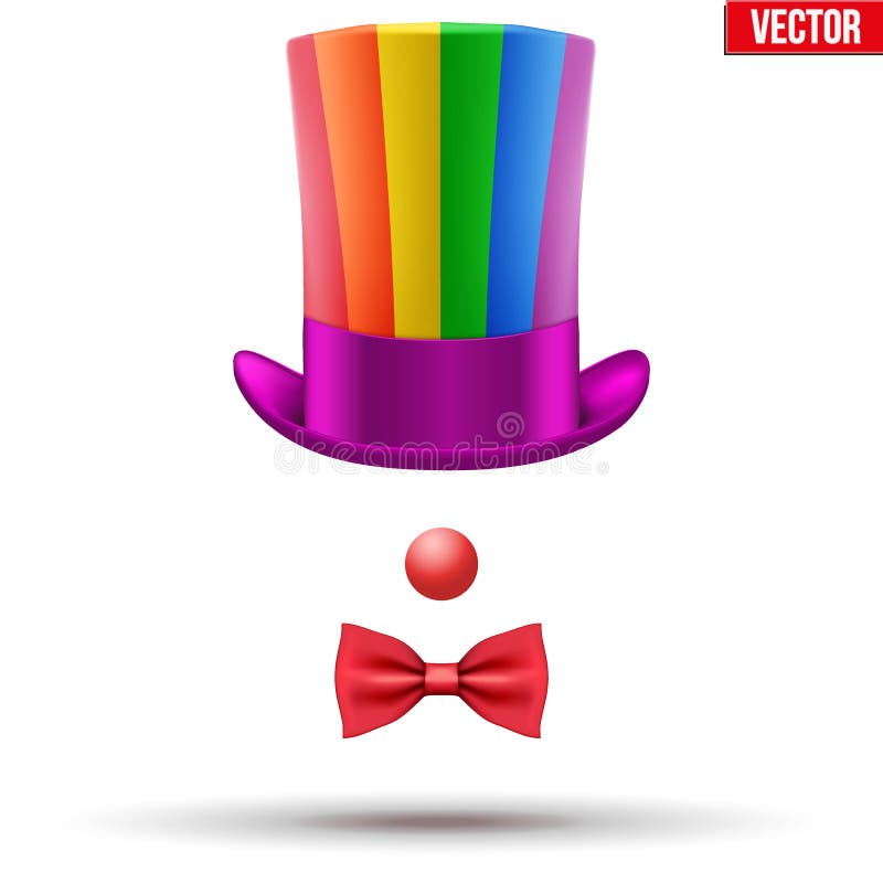 Καπέλο κλόουν με τα γυαλιά και κόκκινη μύτη στο άσπρο υπόβαθρο Διανυσματική  απεικόνιση - εικονογραφία από rainbow, accidence: 74462290