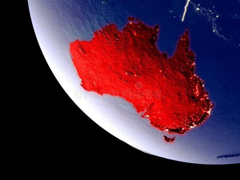 Австралия от космоса на земле Стоковое Фото - изображение насчитывающей на,  от: 135849416